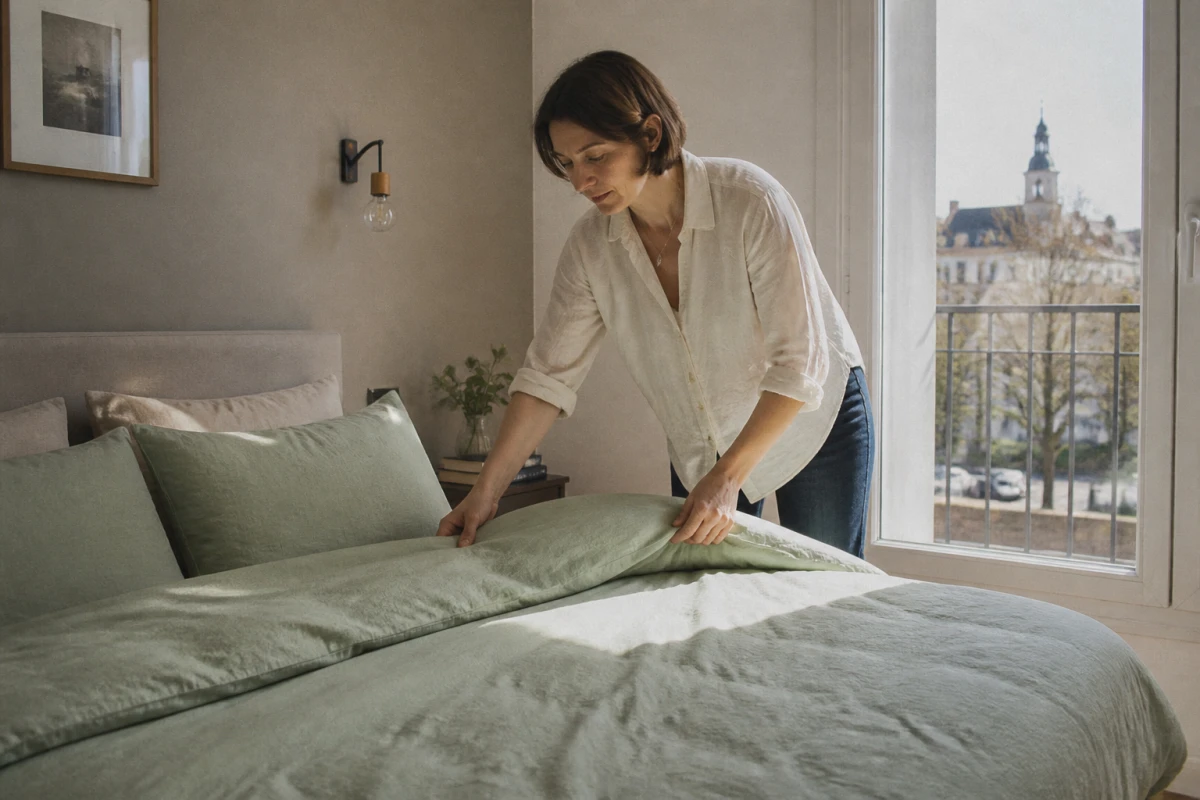 Parure de couette 100% coton douce et élégante disponible sur roosmar.com